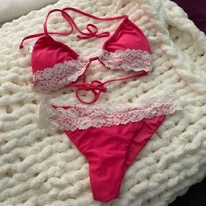 Pink Lace Bikini Set